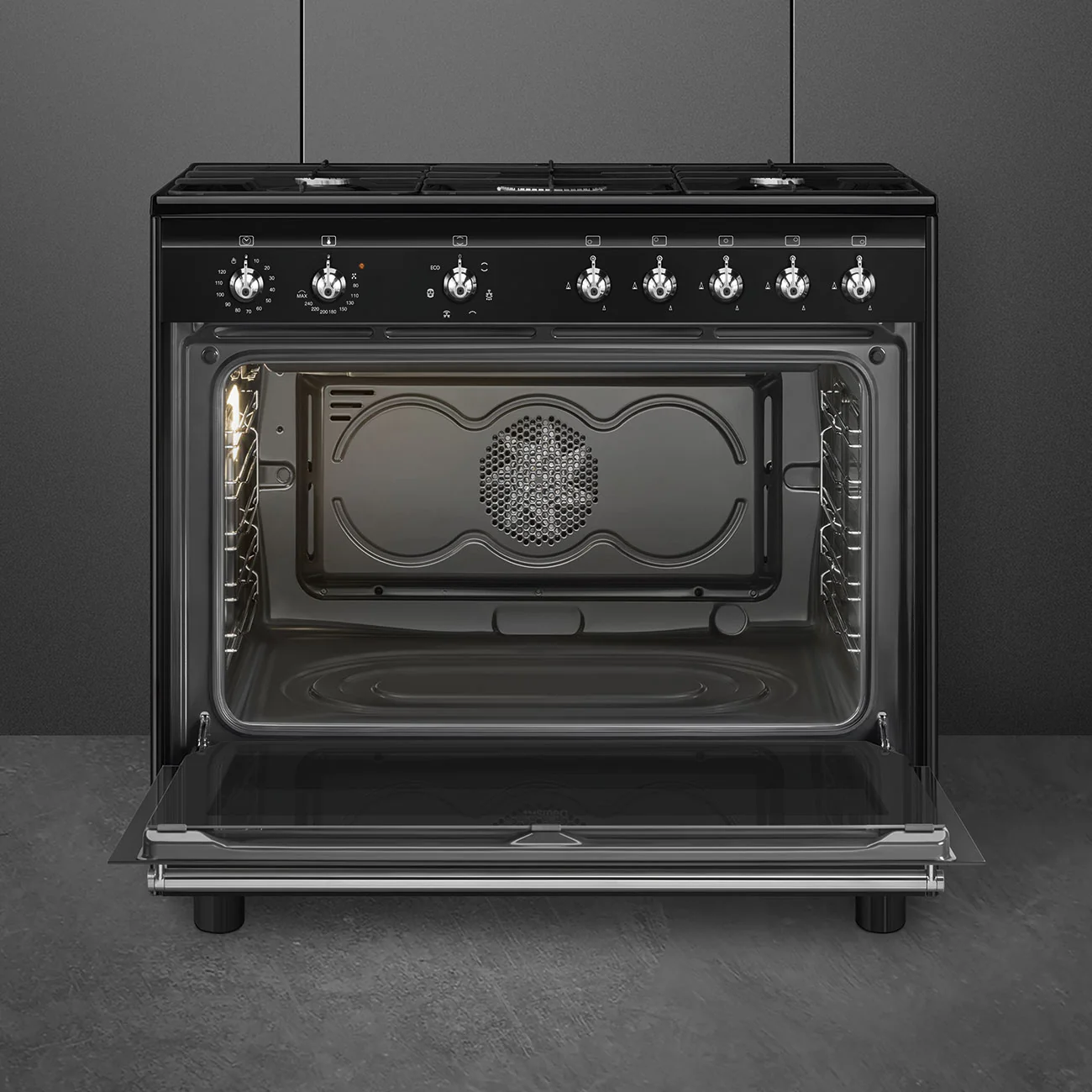 Smeg 90x60 cm Concert Classic Dual fuel Cooker with Gas Hob - Black | SMG CX91GMBL - Image 3