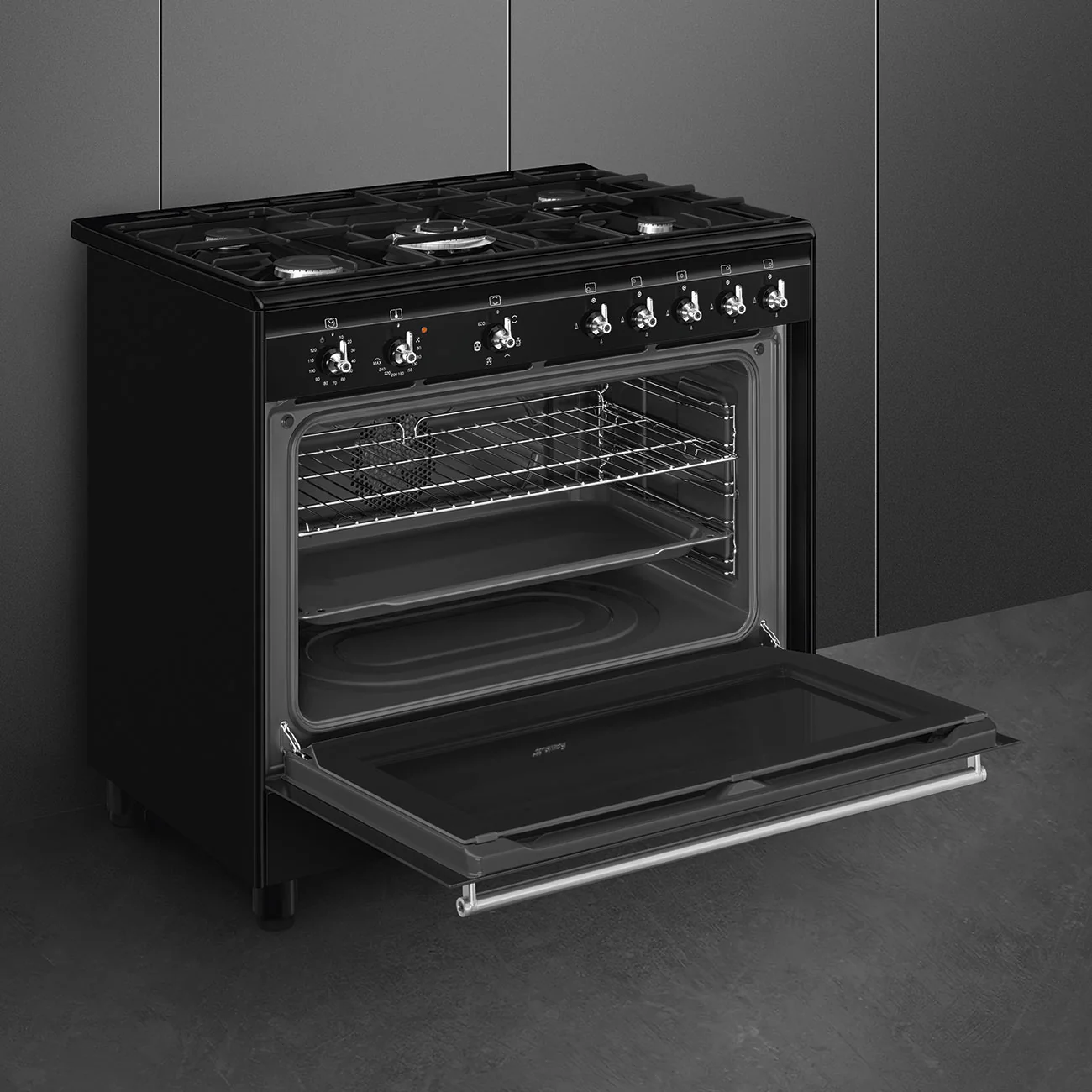 Smeg 90x60 cm Concert Classic Dual fuel Cooker with Gas Hob - Black | SMG CX91GMBL - Image 5