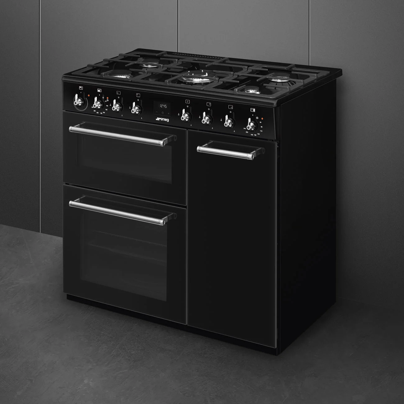 Smeg 90x60 cm Concert Classic Dual fuel Cooker with Gas Hob - Black | SMG CX93GMBL - Image 2