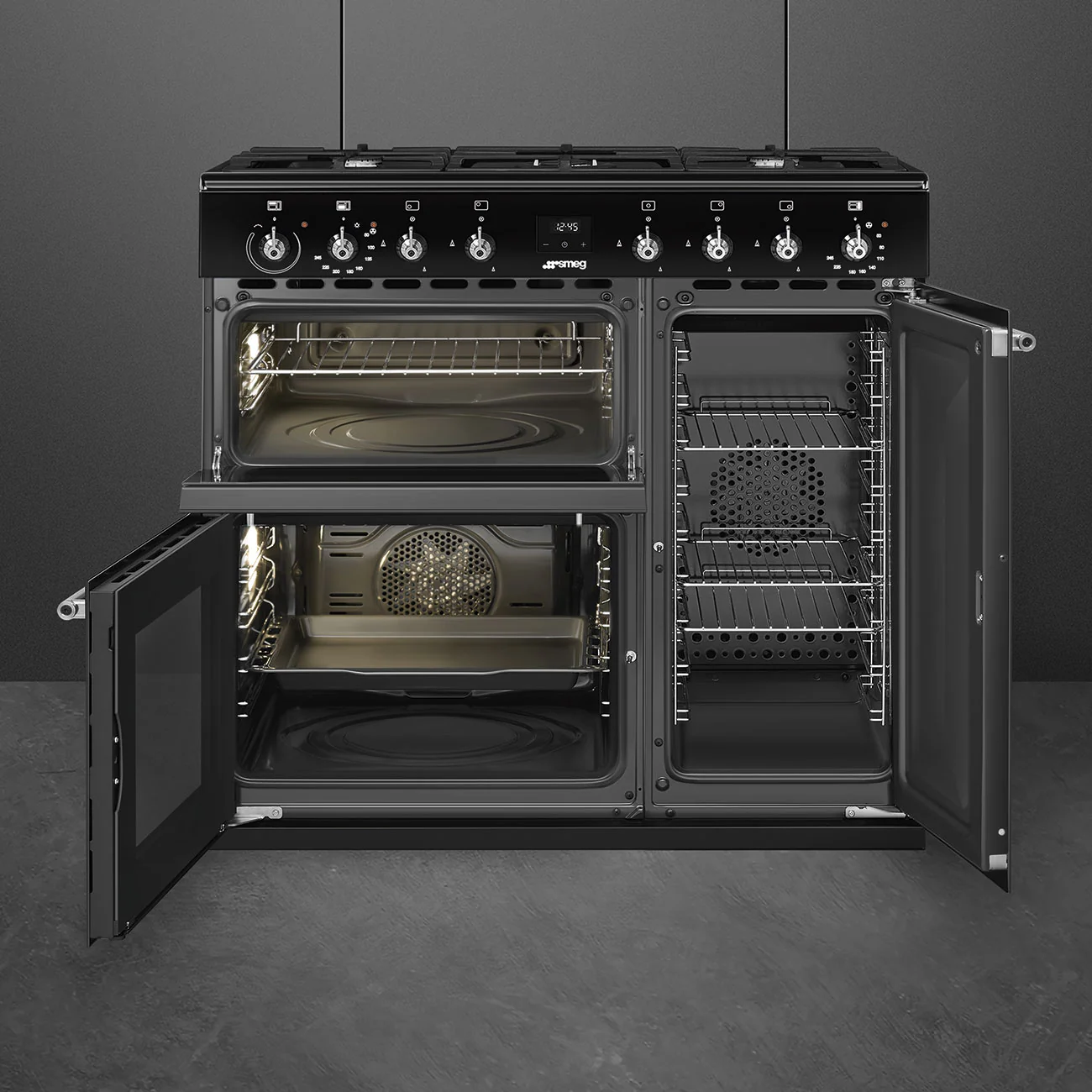 Smeg 90x60 cm Concert Classic Dual fuel Cooker with Gas Hob - Black | SMG CX93GMBL - Image 3