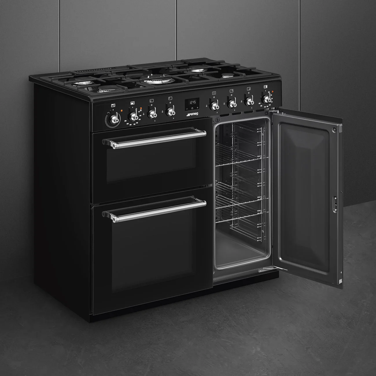 Smeg 90x60 cm Concert Classic Dual fuel Cooker with Gas Hob - Black | SMG CX93GMBL - Image 7