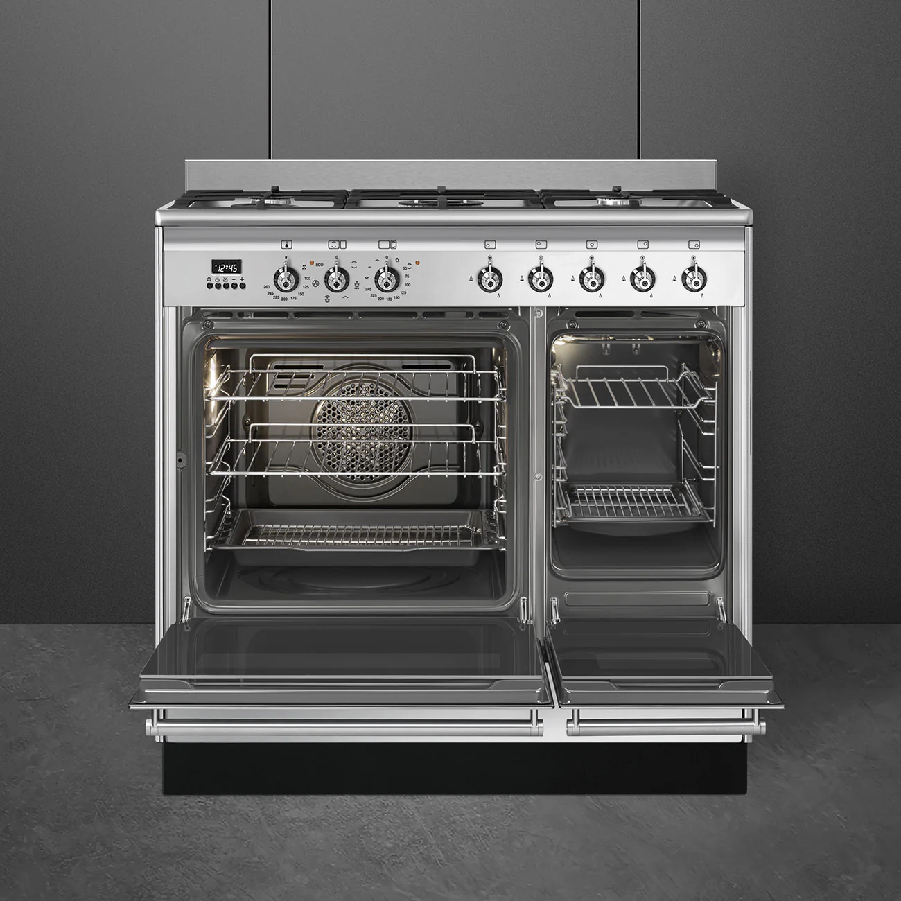 Smeg 90x60 cm Concert Classic Dual fuel Cooker with Gas Hob - Stainless steel | SMG SUK92MX9-1 - Image 4