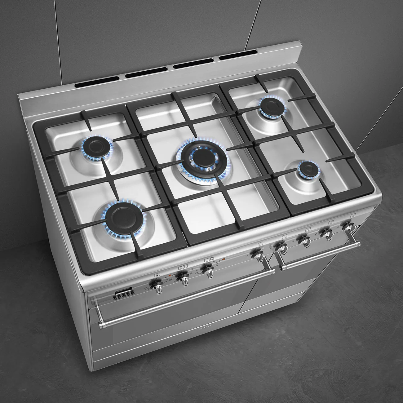 Smeg 90x60 cm Concert Classic Dual fuel Cooker with Gas Hob - Stainless steel | SMG SUK92MX9-1 - Image 5