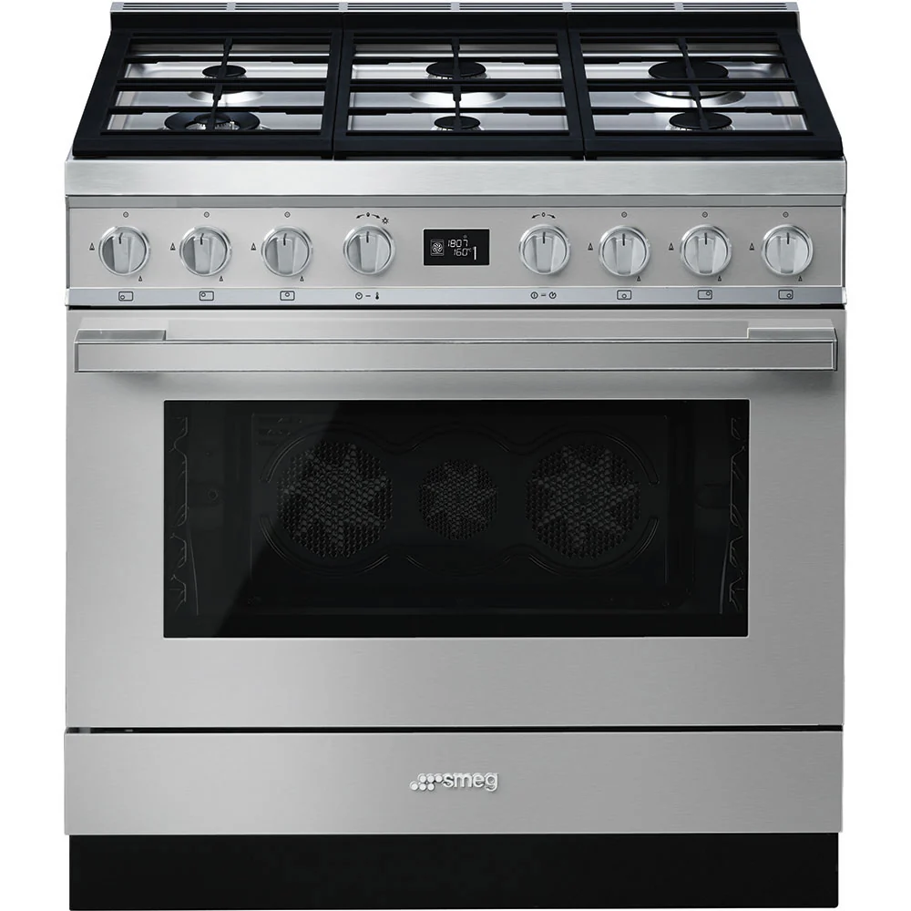 Smeg 90x60 cm Portofino Dual fuel Cooker with Gas Hob - Stainless Steel | SMG CPF9GPX