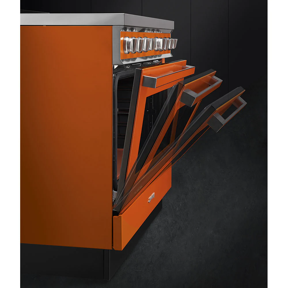 Smeg 90x60 cm Portofino Full Electric Cooker with Induction Hob - Orange | SMG CPF9IPOR - Image 3