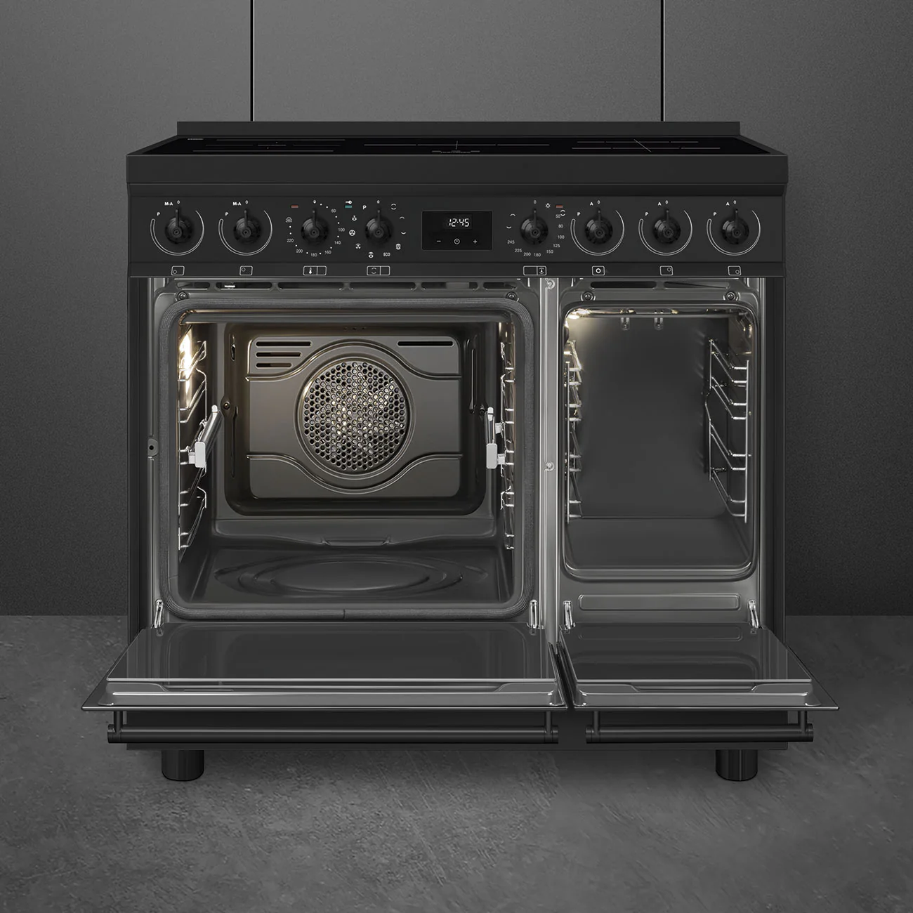 Smeg 90x60 cm Symphony Classic Full Electric Cooker with Induction Hob - Matte Black | SMG C92IPN2 - Image 3