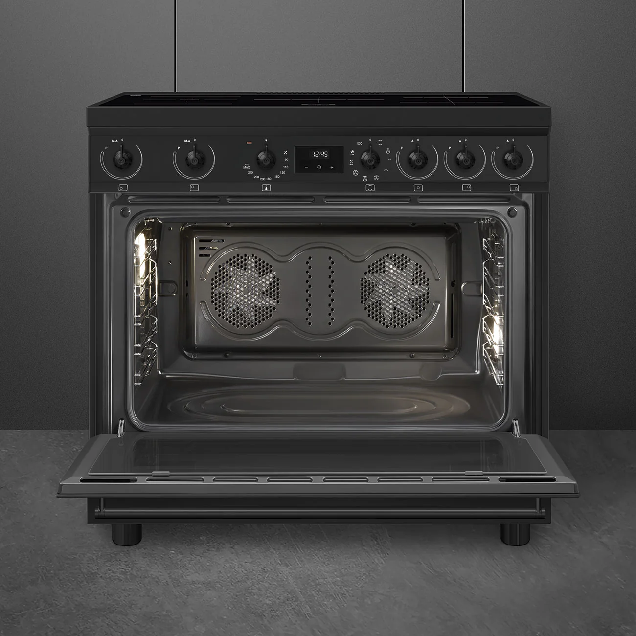 Smeg 90x60 cm Symphony Classic Full Electric Cooker with Induction Hob - Matte Black | SMG C9IMN2 - Image 3