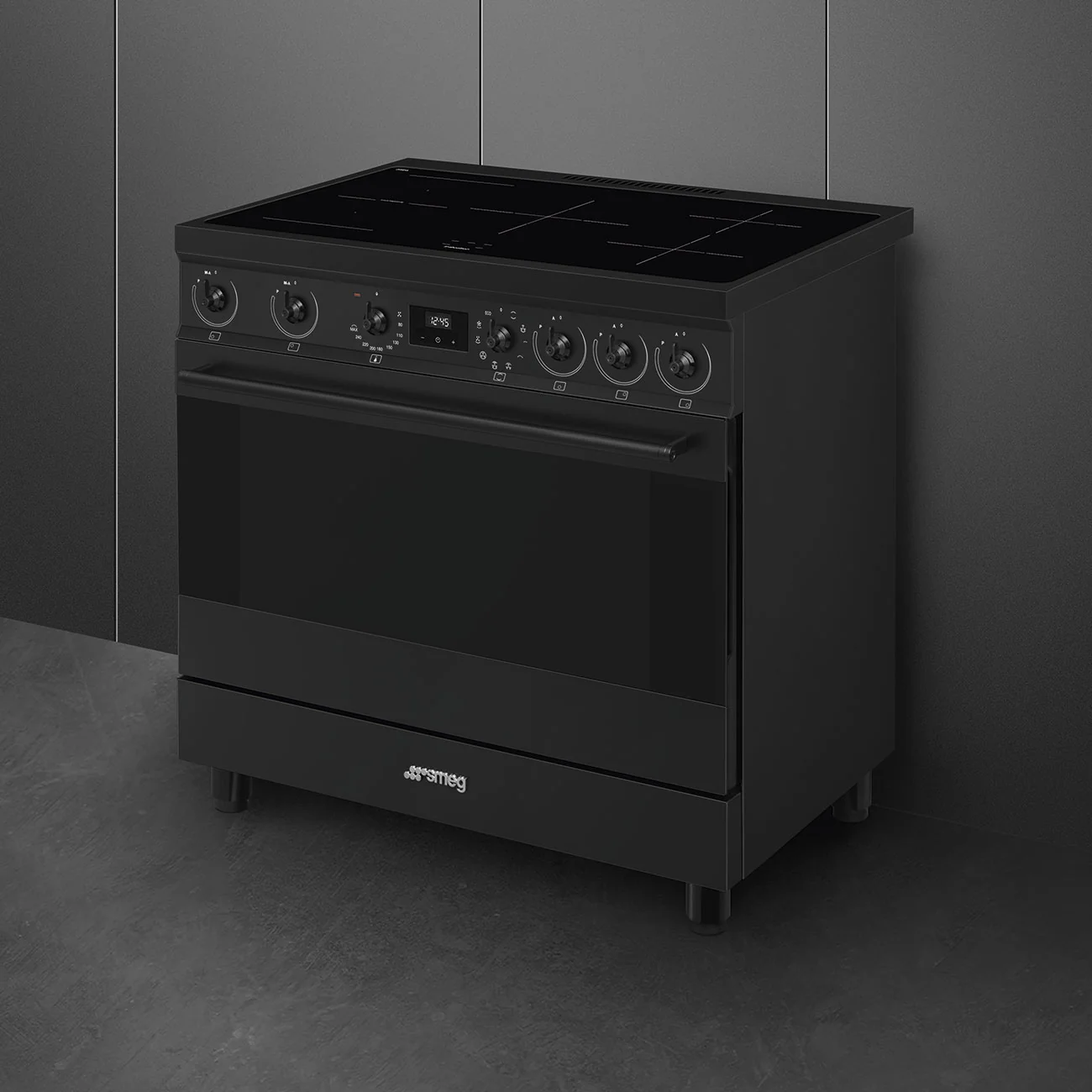 Smeg 90x60 cm Symphony Classic Full Electric Cooker with Induction Hob - Matte Black | SMG C9IMN2 - Image 4