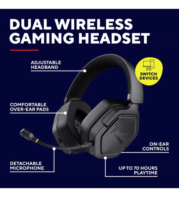 Trust GXT493 Carus Wireless Gaming Headset - Black | T25746 - Image 3