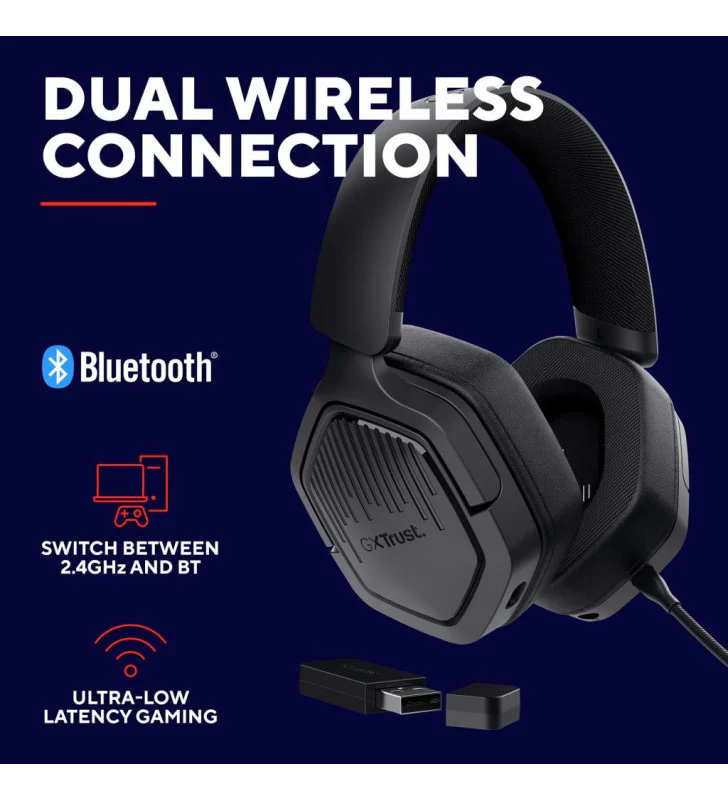 Trust GXT493 Carus Wireless Gaming Headset - Black | T25746 - Image 5