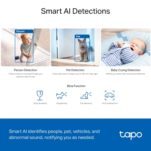 TAPO Pan/Tilt AI Home Security Wi-Fi Camera - White | TAPO C230 - Image 6