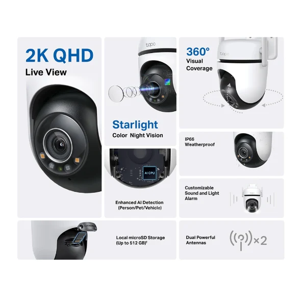 TP-Link Outdoor Pan Tilt Security Wi-Fi Camera || TAPOC520WS - Image 2