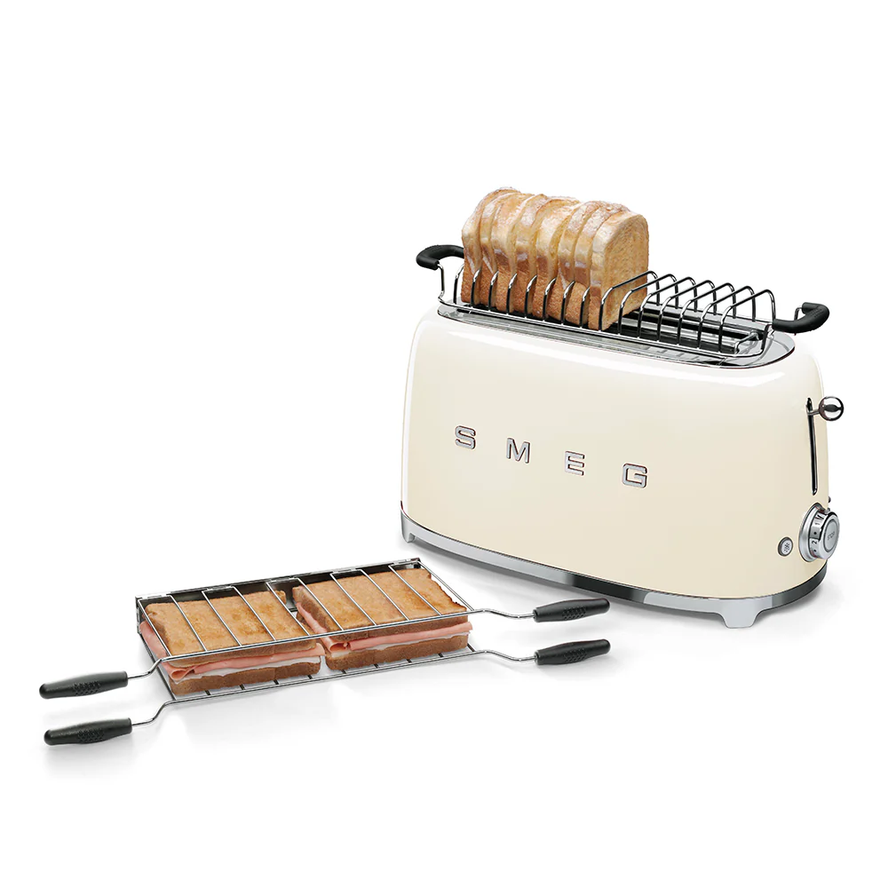 Smeg 50's Style 4 Slice 2 Long Slot Toaster - Gloss Cream | TSF02CRUK - Image 3